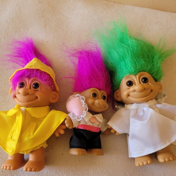 VINTAGE RUSS Lots of 3 Rain Coat & Angel Troll Doll 1990’s Great Condition - Picture 4 of 4